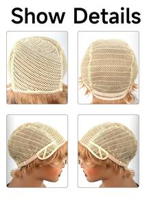 14 英寸蓝色短款鲍勃假发，带刘海，女士蓬松波浪假发，齐肩卷发，合成角色扮演或万圣节假发，适合女孩，彩色服装假发 - 彩色 - 查看 7