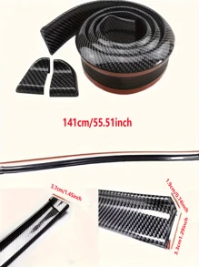 4.9 英尺/150 厘米碳纤维扰流板唇套件，汽车后扰流板侧扰流板唇套件，通用，适合大多数汽车，无需钻孔 - 碳纖維黑紋 - 查看 2