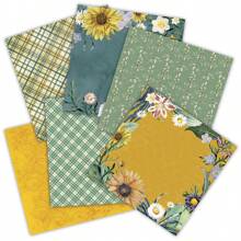 2pcs 6*6inch Sunflower & Red Rose Pattern DIY Scrapbooking Background Paper, Non-Adhesive Single-Sided Printed Back To School - Multicolor - View 2