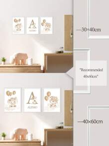 3件套个性化姓名定制艺术海报，波西米亚风墙面艺术印刷品，大象、狮子、长颈鹿动物帆布挂画，北欧风格海报，儿童房墙面装饰，女孩卧室装饰，生日礼物，不含框，情人节，情人节装饰礼物，毕业典礼，节日日历 - 米色 - 查看 6