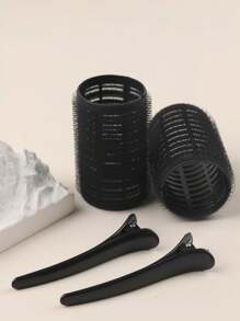 4 Pieces Self-Gripping Hair Rollers Set With 2 Rollers And 2 Hair Clips - Perfect For Creating Different Styles Of Hair - Multicolor - View 9