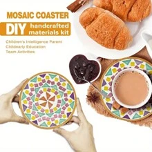 Wooden Round Coasters, Mosaic Coasters - Round & Square Coasters, Handmade Mosaic Crafts DIY Set, Affordable DIY Woodworking Gifts, Homemade Father's Day Gift,Crafts,Craft Kits,Crafts For Kids,Craft Supplies>Diy Crafts,Diy Sets,Craft Kit Wooden