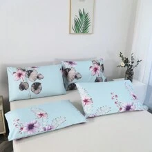 3 件套 100% 涤纶拉绒花卉柔软羽绒被套套装（1 个羽绒被套 + 2 个枕套），不含填充物 - 菲青 - 查看 8