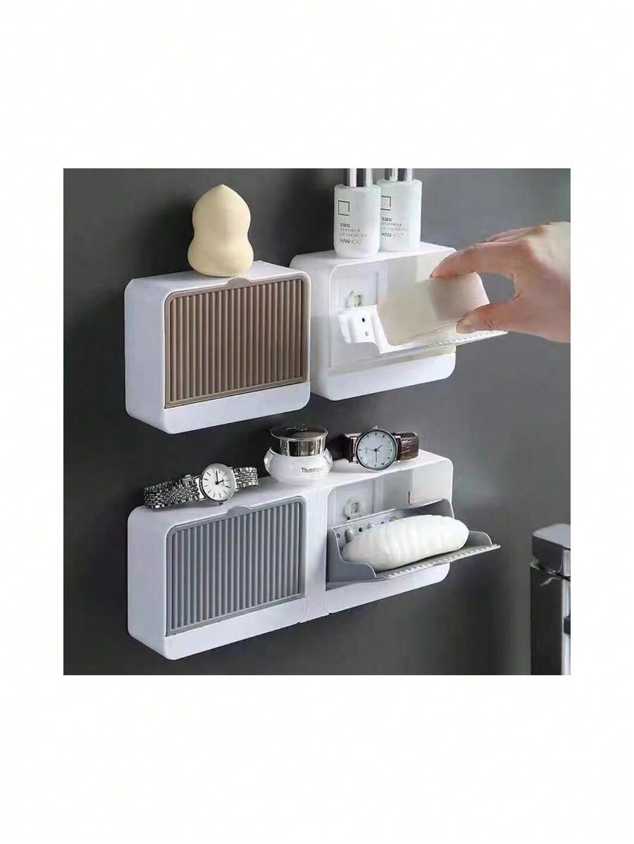 Double Soap Holder With Adhesive For Adhesion - 彩色 - 查看 1