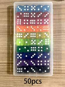 12/50pcs 14mm Transparent Storage Box Dice - Multi-Color Mixed, Suitable For Math Games And Gamers, Christmas Game Props, Party Gathering Game Tools, Dice