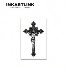 INKARTLINK Temporary Tattoos - Revolutionary Technology For Semi-Permanent Tattoos, Realistic Designs: Cross, Heart, Nature Inspired, Waterproof, Authentic Tattoo Look, Niche Designs, Fruit Juice, Plant Inspired - Multicolor - View 3