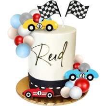 25 PCS Racing Cake Toppers Race Car Birthday Cake Decorations For Racing Car Checkered Flag Birthday Anniversary Party Decorations Supplies,Christmas