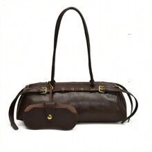 Túi xách Baguette phong cách Mỹ cổ điển có dây đeo có thể tháo rời, Túi đeo dưới cánh tay kiểu xe máy có thiết kế khóa thắt lưng, Túi Boston Y2K, Túi xách tay và túi đeo chéo cao cấp dành cho nữ - Nhiều màu - Xem 1