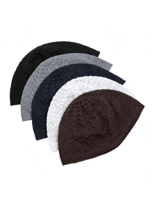 1 件新款刺绣针织无檐便帽，男女通用圆顶帽，穆斯林祈祷帽，平顶刺绣帽，适合日常祈祷和休闲穿着 - 彩色 - 查看 10