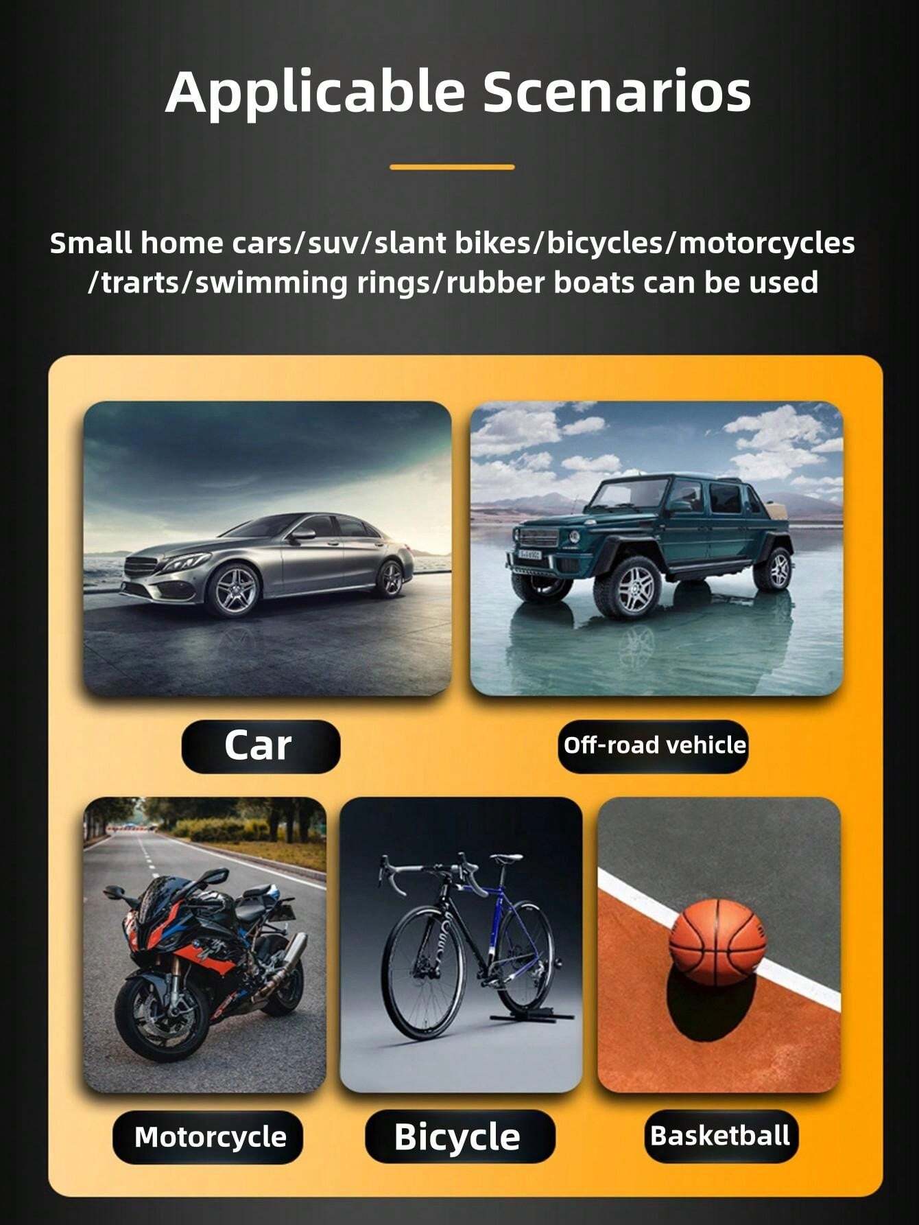 Car Tire Inflator Portable Air Compressor Cordless Air Pump With