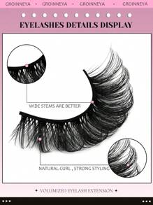 GROINNEYA 5 Cặp Lông Mi Giả Volume Lông Mi Mắt Mèo Tự Nhiên Lông Mi Giả Mink Lông Mi Giả Manga Mềm Mại Dụng Cụ Trang Điểm (7D46) - màu đen - Xem 8