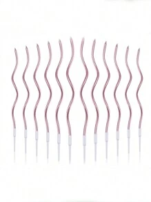 12 件玫瑰金和黑色弧形锥形蜡烛、生日蛋糕蜡烛装饰配件、烘焙甜点派对氛围照明 - 玫瑰金 - 查看 3