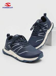 HOBIBEAR Men Outdoor Sport Shoes, Low-Top Hiking Sneakers, Fashionable Casual Shoes Suitable For Fitness & Travel, Winter - Blue - View 3