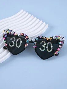 1pc Pearl Candy Glasses - 18th, 21st, 30th, 40th, 50th Birthday, Birthday Party Accessory Gift, Suitable For Birthday Party Wear Halloween Basics Fall Winter Women Outfits Clothes Business Casual Gifts For Summer Beach Vacation,Outdoor,Travel - Number - View 5