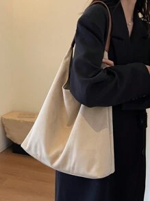 Set de 2 bolsos tote con monedero, bolso de hombro de gran capacidad informal, bolso de mano bicolor para mujer, versátil para el uso diario - Beis - Ver 6