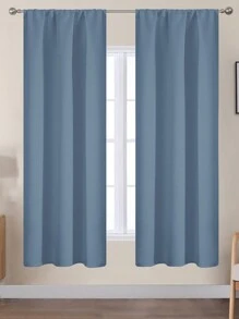 Estelar Textiler 1入組單色室內遮光窗簾,簡約風灰藍色聚酯纖維單面遮光窗簾,適用於臥室和客廳 - 霧霾藍 - 查看 19