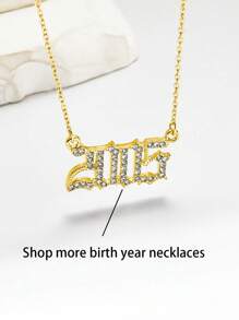 1 Chiếc Vòng Cổ Mặt Dây Chuyền Kỹ Thuật Số Đính Đá Thời Trang Năm Sinh Của Phụ Nữ - Vàng - Xem 1