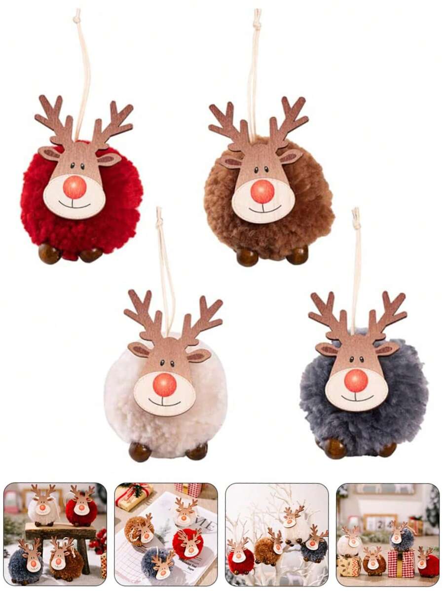 8 件圣诞驯鹿装饰、毛毡麋鹿挂饰、可爱圣诞树装饰、圣诞鹿挂饰、圣诞派对装饰、窗户装饰、毛毡驯鹿圣诞树挂饰，适合节日庆祝的最佳礼物生日、家居装饰、圣诞装饰、房间装饰、圣诞节 - 彩色 - 查看 1