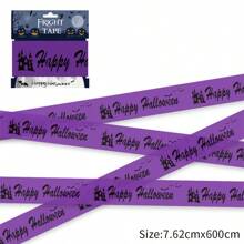 1pc-Mini Warning Tape Halloween Party Supplies Decoration Halloween Warning Line Layout Skull Warning Tape Disposable Warning Tape Suitable For Halloween Parties Zombie Parties Mysterious Murderers Equivalent 600cm * 8cm