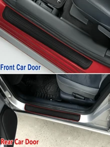 4pcs Rubber Car Door Sill Protector, Door Entry Edge Guard Trim Anti-Scratch Exterior Parts, Auto Decorative Accessories