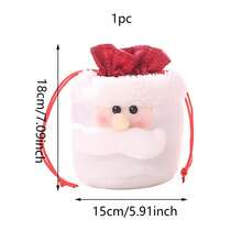 1pc Christmas Gift Bag, Cartoon Cute Santa Claus & Snowman & Elk Design Gift Packaging Bag With Drawstring, Xmas Tree Decor, Christmas Eve Home Party Gift Decor - Multicolor - View 3