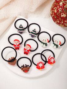 Conjunto de 10 enfeites de Natal vermelhos para meninas, com desenhos fofos de Papai Noel, árvore de Natal, floco de neve e alce, perfeitos para prender no cabelo. Ideais para adolescentes usarem no Natal e no dia a dia. - Multicolorido - Ver 4