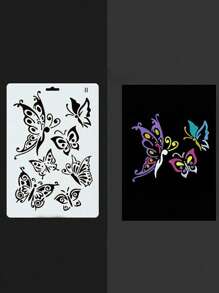 1pc DIY Hollow Painting Template Quay lại trường học - trắng - Xem 6