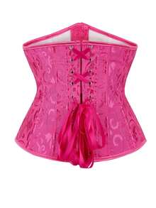 女士时尚佩斯利印花抹胸，新年派对，情人节，节日上衣，紧身胸衣上衣，毕业典礼 - 玫紅色 - 查看 2