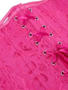 女士时尚佩斯利印花抹胸，新年派对，情人节，节日上衣，紧身胸衣上衣，毕业典礼 - 玫紅色 - 查看 6