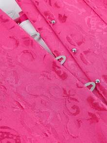 女士时尚佩斯利印花抹胸，新年派对，情人节，节日上衣，紧身胸衣上衣，毕业典礼 - 玫紅色 - 查看 4