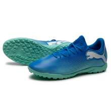 Puma Men's Football Shoes FUTURE 7 PLAYTT Spikes Low-Top Artificial Turf Lightweight Broken Nails Football Shoes 107943-01 - Super Blue-mint Green-white - View 2
