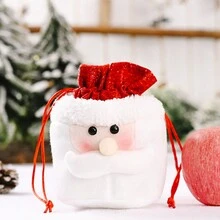 1pc Christmas Gift Bag, Cartoon Cute Santa Claus & Snowman & Elk Design Gift Packaging Bag With Drawstring, Xmas Tree Decor, Christmas Eve Home Party Gift Decor - Multicolor - View 8