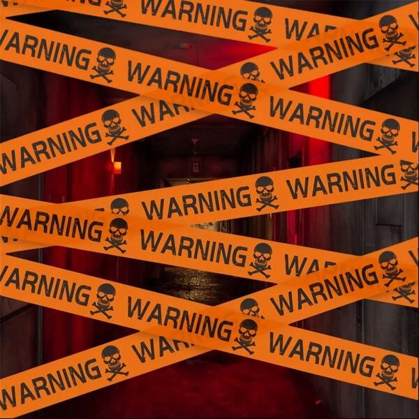 1pc 600cm * 8cm Warning Tape Halloween Party Supplies Decoration Halloween Warning Line Layout Skull Warning Tape Disposable Warning Tape Suitable For Halloween Parties Zombie Parties Mysterious Murderers Equivalent,Christmas
