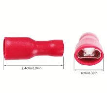 100 pezzi Connettori a cavo rossi/blu a pressione a freddo (maschio e femmina), per connessione di cavi e fili