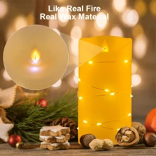 3 件/套闪烁火焰 LED 柱状蜡烛灯，带遥控器和定时器，适用于花园、家庭、卧室、户外装饰、房间装饰圣诞装饰圣诞灯卧室装饰家居装饰派对装饰节日圣诞礼物感恩节圣诞树装饰饰品 - 白色 - 查看 3