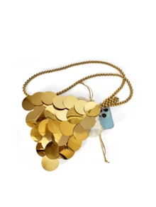 Nowy 2024 koreański styl niszowy projekt kobiety trójkąt cekiny torebka i torba crossbody, modny i stylowy - Złoto - Zobacz 6