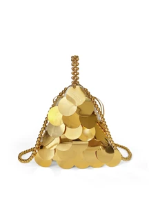 Nowy 2024 koreański styl niszowy projekt kobiety trójkąt cekiny torebka i torba crossbody, modny i stylowy - Złoto - Zobacz 1