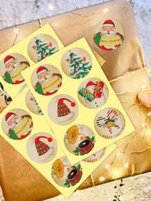 40 张（240 件）圣诞礼物包装贴纸，自粘式 - 彩色 - 查看 4