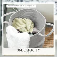 HOMCOM Laundry Hamper, Cotton Rope Laundry Basket With Handles, Collapsible Washing Bin