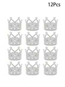 12pcs Mini Metallic Little Crown Flower Decor, DIY Accessories For Events, Parties