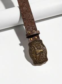 1 件女士西式压花复古扣皮带节日万圣节夏季、学校秋季、秋季、万圣节