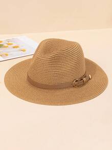 1pc Women's Heart-Shaped Hatband Elegant Fedora Hat, UV Protection Suitable For Daily, Beach, Vacation Wear