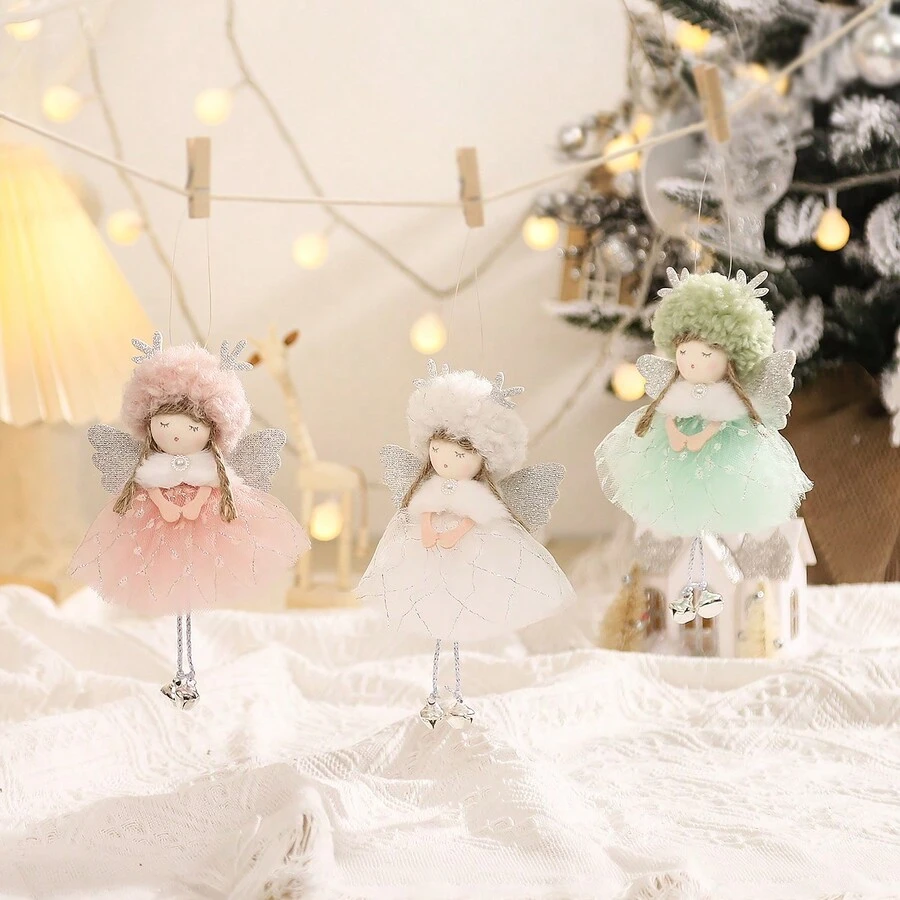 1 件/3 件圣诞装饰，创意蓬松羊毛天使饰品，卡通围巾小雕像挂饰，圣诞树装饰，家居壁挂装饰，农舍装饰，场景装饰，派对装饰，圣诞节