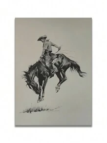 1/2 件大尺寸西部牛仔艺术版画、圣诞装饰素描帆布墙饰、无框时尚主题复古画、中世纪家居装饰、古董风格插图、无框海报