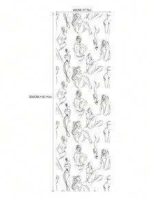 Giấy dán tường họa tiết đường nét nữ tính kích thước 17,7in*9,8ft*1 tấm, họa tiết Giáng sinh, bóc ra và dán, miếng dán tường cây cải tạo chống thấm nước, tranh tường đẹp có thể tháo rời, trang trí nhà cửa, nghệ thuật treo tường, trang trí tường, miếng dán cải tạo, tấm ốp tường bóc ra, giấy dán tường, giấy dán tường, vật dụng trang trí mùa xuân làm mới ngôi nhà của bạn, miếng dán trang trí Rama quà tặng trang trí nhà cửa cho năm mới - Đen và trắng - Xem 3