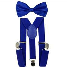 Unisex Kids Suspender + Bow Tie Kit - Màu xanh lam - Xem 1