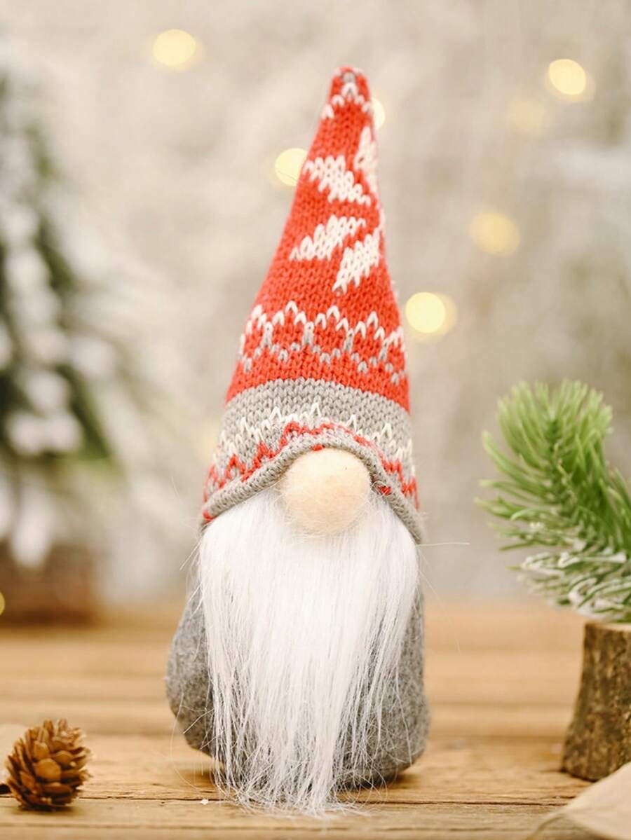 1 Pieza/3 Piezas Decoraciones de Navidad, Sombrero de Punto de Copo de Nieve Muñeco Viejo del Bosque Ornamentos, Al lado del Árbol de Navidad Muñeco sin Rostro Creativo, Decoración de Escena, Fiesta Festiva Decoración del Hogar, Halloween, Decoración de Halloween