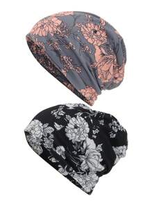 2 piezas Gorros tipo Beanie clásicos con estampado de paisley sueltos sin visera, gorros tipo Beanie elásticos estilo bohemio sin visera, braga de cuello vintage unisex, gorros sin visera suaves, gorros para quimioterapia para hombres y mujeres, posición de impresión aleatoria Gorras de invierno y otoño - A - Ver 16