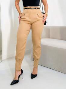 Women Pants - 卡其色 - 查看 1