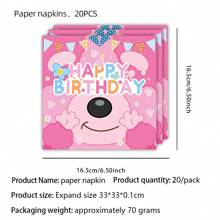 إكسسوارات وتزيينات لحفلة عيد ميلاد كلب أزرق وردي - أطباق ومناديل زرقاء وردية - أطباق ورقية زهرية لحفلات أعياد الميلاد. أنا هنا، مرحبا، أنا صاحب عيد الميلاد